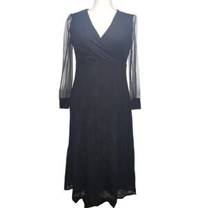 Black Lace Maxi Dress XL • Gothic Witchycore • Mesh Sleeves